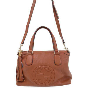 Gucci Soho grained leather top handle bag 2way tote shoulder bag